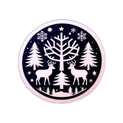 Зимние символы Зодиака с добавлением снежинок и хвойных деревьев