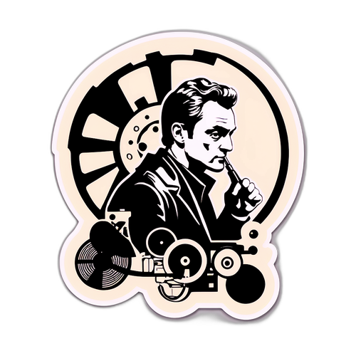 Vintage Film Plakat Sticker med Silhuet