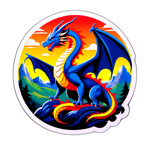 Ein majestätischer Drache über einer mittelalterlichen Landschaft