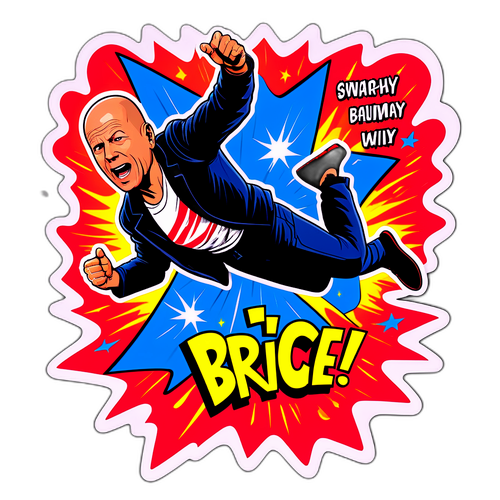Bruce Willis skákající ilustrace