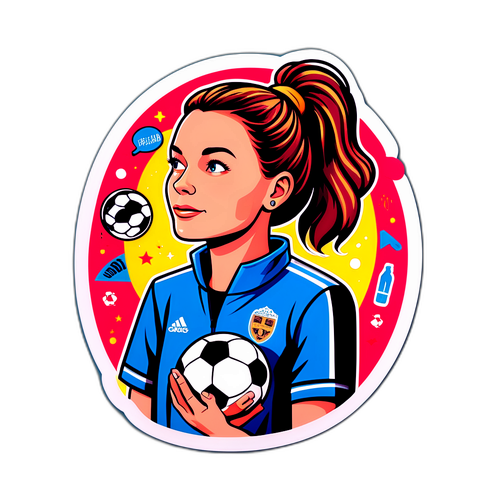 Stiliserad illustration av Marika Domanski Lyfors som coachar unga fotbollsspelare