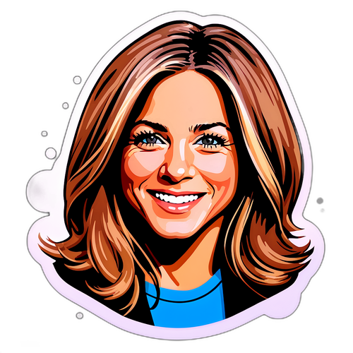 Klistermärke av Jennifer Aniston i bubbeltextgrafik