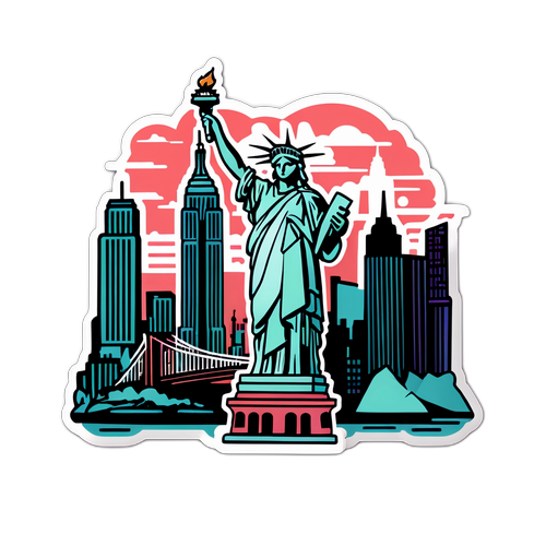 New York İkonik Silueti Sticker Tasarımı