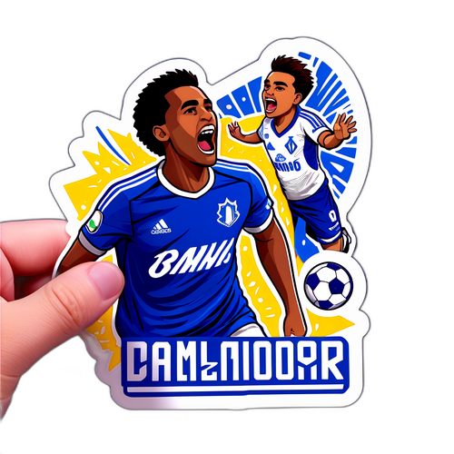Sticker del momento emocionante en el juego Millonarios - Junior