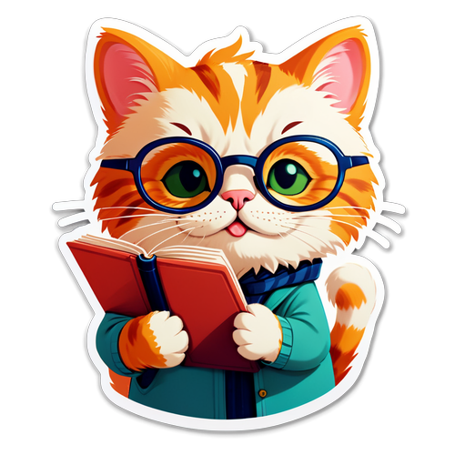 Meet the Adorable Scholarly Cat: The Colorful Charm That Will Steal Your Heart!