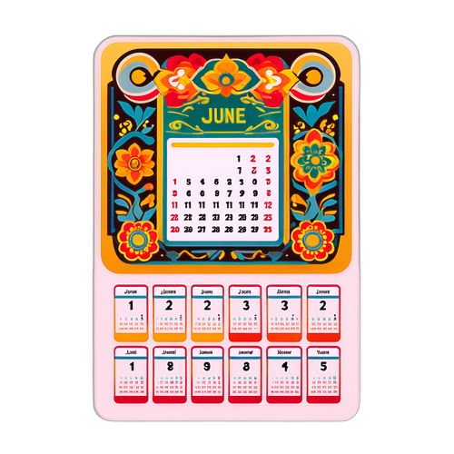 Ilustrasi Halaman Kalender Bulan Juni 2025 dengan Motif Javanese Tradisional