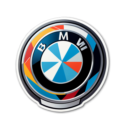 Návrh na BMW nálepku kombinující logo a ikony rychlosti, elegance a luxusu s moderními geometrickými tvary