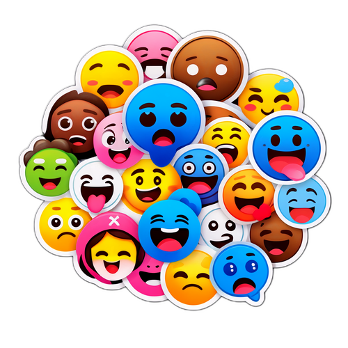 다양한 표정을 가진 얼굴 이모티콘 스티커 시리즈
