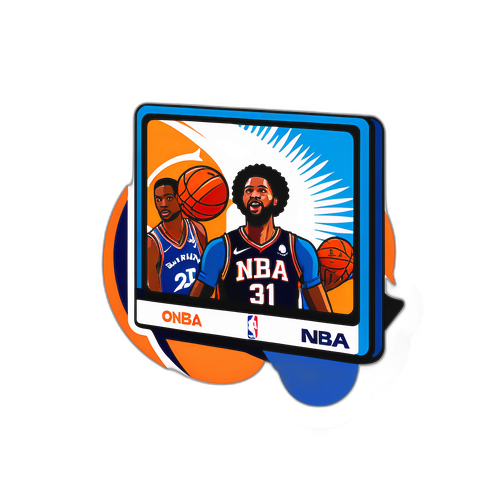 Autocollant illustrant le logo du NBA League Pass avec des fans de basketball enthousiastes