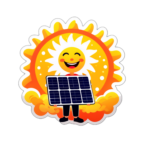 Radosne słońce z energią solarną
