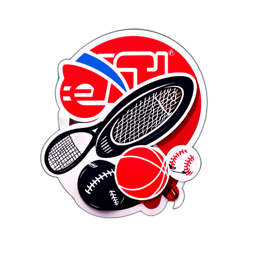 Adesivo Divertido do Logo ESPN com Elementos Esportivos