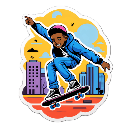 Playful Skateboarder Sticker