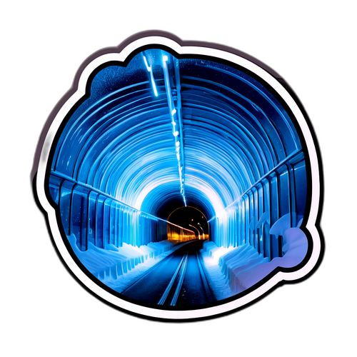 Eine magische Sticker-Momentaufnahme des Eistunnels in Wien bei Nacht