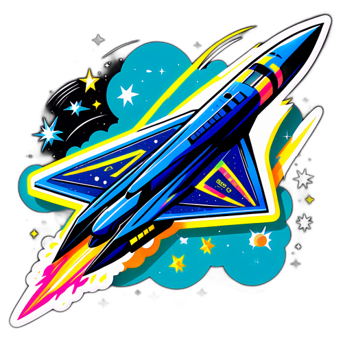 Jet Futuristik Terbang Melalui Bintang