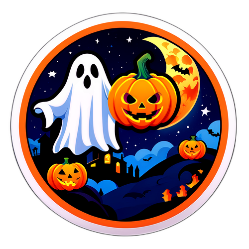 萬聖節主題貼紙：南瓜與鬼魂
