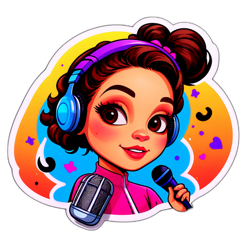 Sticker cu Iuliana Pepene în timp ce creează artă sau muzică