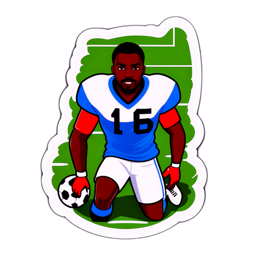 การสร้างสติกเกอร์ของ Quentin Ndjantou ในบทบาทฮีโร่บนสนามฟุตบอล