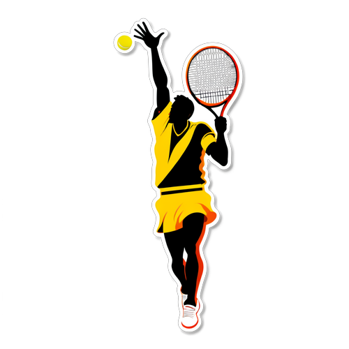 Sticker van een Sinner die een krachtige tennisserve uitvoert