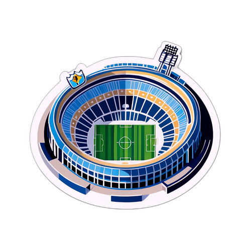 Ilustrace stadionu Real Madrid s plně obsazeným publikem