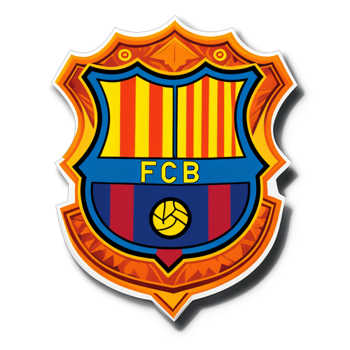 FC Barcelonas emblem med fodboldtema