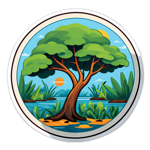 マングローブ生態系の美しさを強調したイラスト