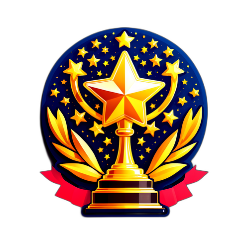 Ali Mahir'in Zaferi için Parlayan Yıldızlarla Süslenmiş Bir Kupayı Sembolize Eden Çıkartma