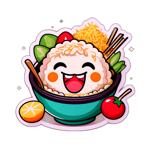 かわいいチャーハンキャラクターのイラスト