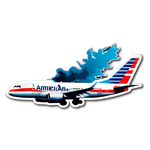 Sticker Dramatis Menggambarkan American Airlines dengan Grafik Pesawat yang Tertekan