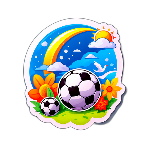 Sticker Mùa Hè với Hình Ảnh Bóng Đá và Thời Tiết Đẹp