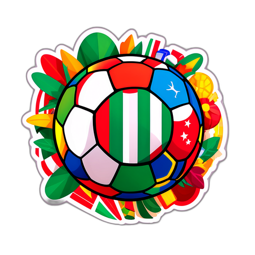 Kreatives Design eines Fußballes mit bunten italienischen Elementen, die den Sommer repräsentieren