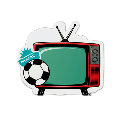 Sticker de Televisión Clásica con Balón de Fútbol