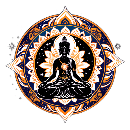 Mystisk klistermärke med buddhistisk imagery