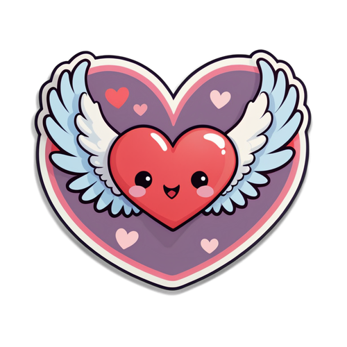 A Cute Cartoon Heart with Wings for Valentine's Day