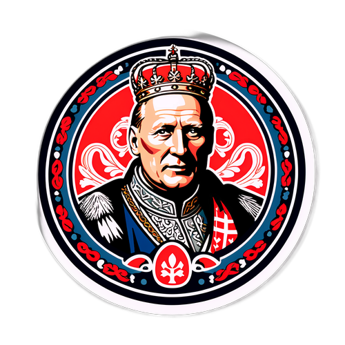 Vintage Badge-Stil Klistremerke av Kong Harald