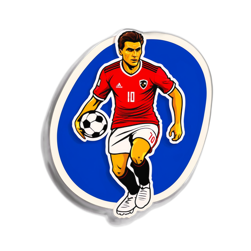 Sticker cu Florin Răducioiu, stilizat ca un erou legendar