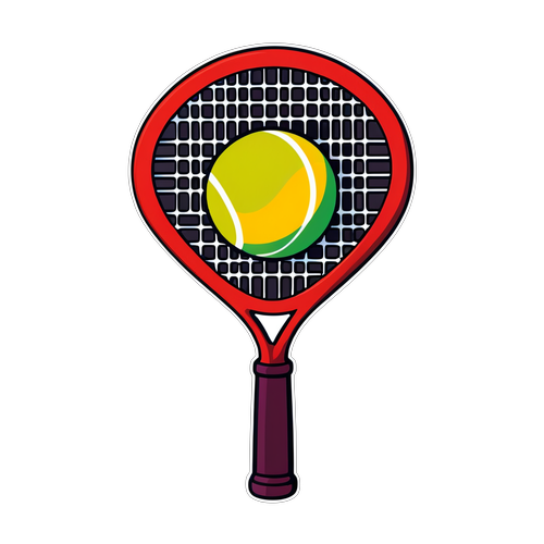 An artistieke weergave van een klassieke tennisracket en bal