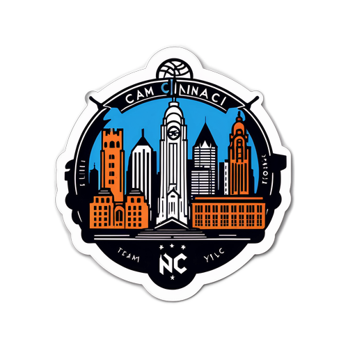 Diseño de una calcomanía de la silueta icónica de Cincinnati y elementos representativos del NYC FC
