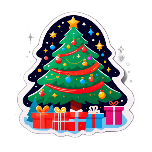 Иллюстрация праздника 15 декабря с рождественской елкой и подарками