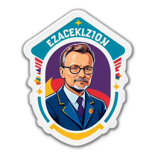 Projekt naklejki z elementami edukacyjnymi i hasłem 'Edukacja dla Przyszłości'