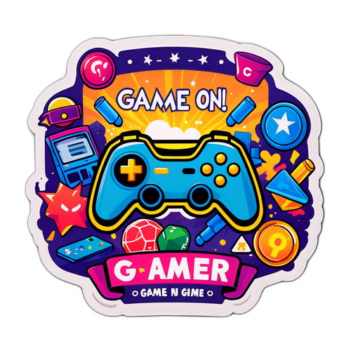 Motywacyjny naklejka z hasłem 'Game On!'