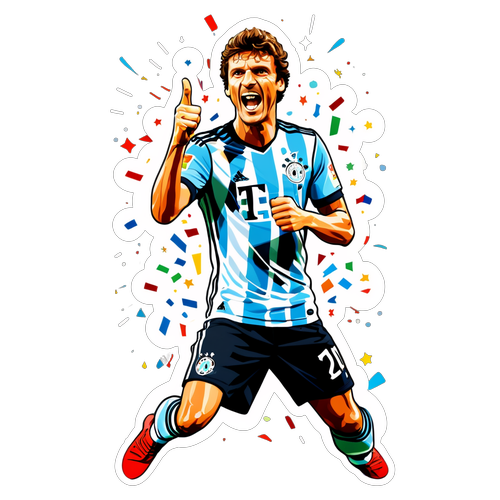 Thomas Müller i sejrsfejrende pose