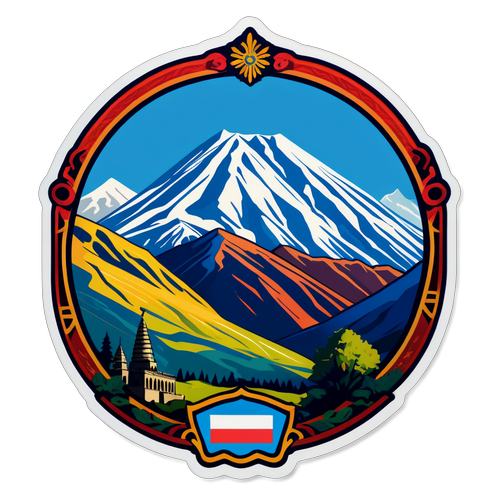 Sticker z Motywem Kultury i Historii Gruzji z Górami Kazbek