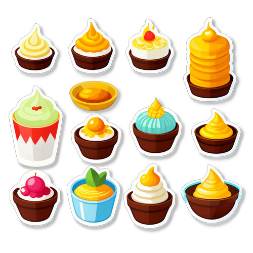สติกเกอร์อาหารสำหรับวันสำคัญของชาวพุทธ: ขนมหวานไทยในวันศักดิ์สิทธิ์