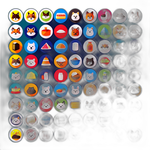 秋田の特産品をテーマにしたカラフルなアイコンのコレクション