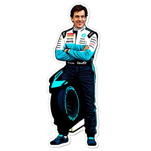 Adesivo motivazionale di Toto Wolff con auto da corsa