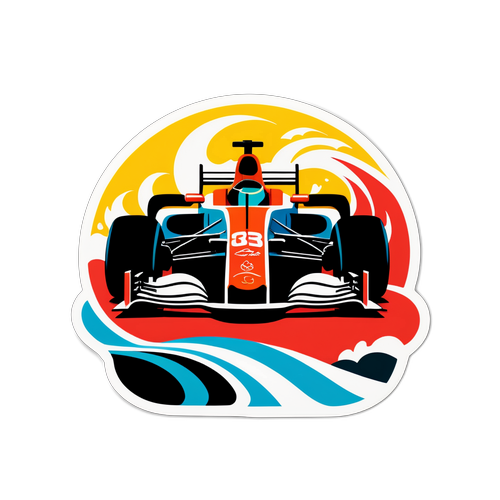 Autocollant inspiré par F1 : voitures de course stylisées et vagues de vitesse