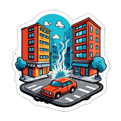 Σκίτσο του σεισμού στην καθημερινή ζωή, με δονήσεις στους δρόμους