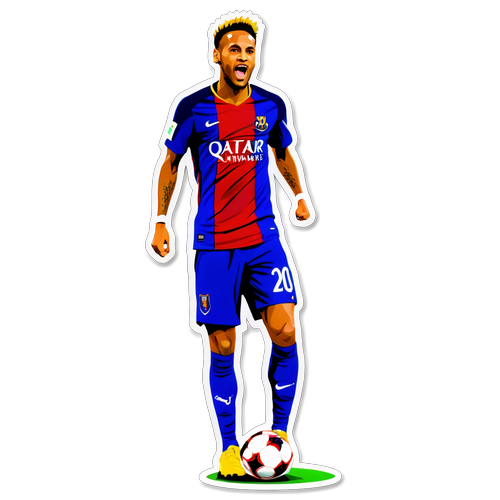 Design minimalista di Neymar in posa di calcio