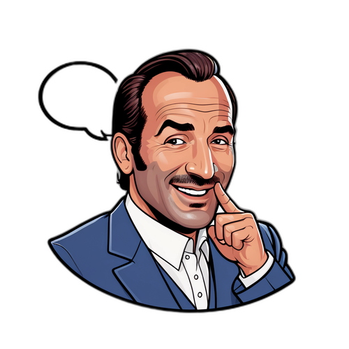 Autocollant de Jean Dujardin avec une expression ludique