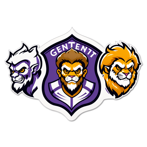 Logo d'Anderlecht Gent avec les mascottes des deux équipes face à face